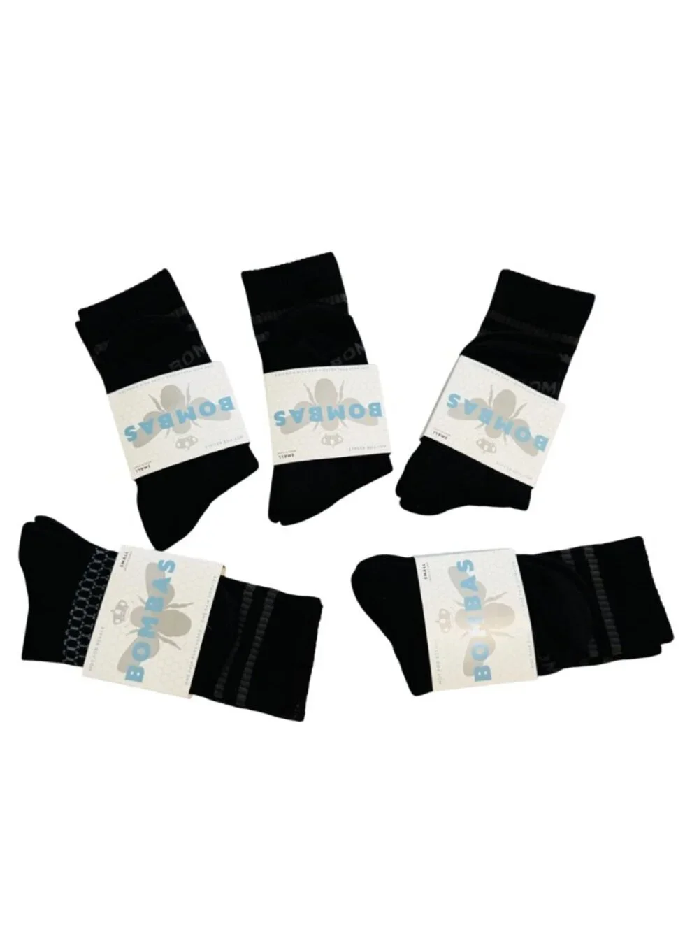 Bombas‎ Crew socks size small black honeycomb arch support stay up antimicrobial